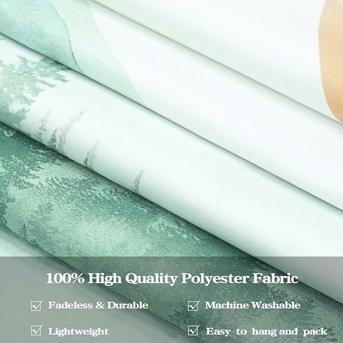 Accnicc Misty Forest Mountain Tapestry Sage Green Nature Pine Tree Wall Tapestry for Bedroom Aesthetic Watercolor Woods Lake Small Tapestries Wall Hanging for Living Room Dorm Decor 48 x 36 Inch