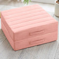 2 Pcs High Density Foam Floor Pillow - Upgraded Large Pillows Seating for Adults - Outdoor Floor Cushion with Soft Tufted Cover - Yoga Pillows for Sitting On Floor - 22 Inch Pink