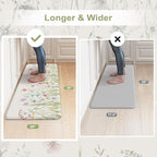 KIMODE Anti Fatigue Mats for Kitchen Floor, 20"x39" White Floral Kitchen Rug, Cushioned Kitchen Floor Mat Non Slip, Memory Foam Standing Mat for Sink Laundry Office Desk