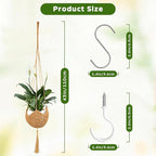 6 Pack Hand-Woven Macrame Plant Hanger - Hanging Plant Holder with 12 Hooks for Indoor Green Plant Hanging and Bohemian Style Home Decor (Brown)