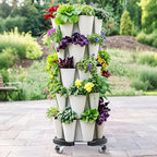 W B D WEIBIDA Plant Stand with Wheels Heavy Duty, Adjustable 15 to 21 Inch Pot Roller Base, Rolling Planter Caddy for Large Flower Pots, 440 Lbs Capacity Round Dolly Cart for Indoor/Outdoor Use