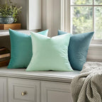 MIULEE Velvet Throw Pillow Covers 18x18 Inch, Pack of 2 -Aqua Green, Soft Solid Decorative Pillow Covers Square Cushion Cases Farmhouse Modern Home Decor for Spring Couch Sofa Bedroom Living Room