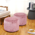 2 Pcs 20 x 15 Inch Unstuffed Pouf Cover Ottoman Foot Rest - No Filler, Faux Rabbit Fur Foot Stool Floor Bean Bag Floor Chair Storage for Living Room Bedroom Home Decor(Pink)