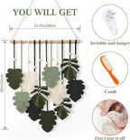 KHOYIME Macrame Wall Hanging Boho Home Decor, Bohemian Leaves Woven Yarn Tapestry Chic Aesthetic Wall Art Modern Handmade Leaf Hanging Decoration for Bedroom Living Room Nursery Office 15.7''W x 20''L