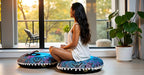 CRAFT KALA 22" Round Mandala Boho Pillow Cover Meditation Room Seating Poufs Cover for Living Room Yoga Room Home Bedroom Balcony Garden Party Decoration Cotton Floor Cushion Cover 22", Multi Yin Yang