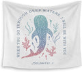 HUGANE Whale Shark Christian Tapestry, Isaiah 43:2 Bible Verse Tapestry Wall Hanging, Religious Bible Scripture Wall Blanket Backdrop Decor for Home Bedroom Living Room, 50x60 Inch,Color-A
