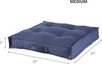 Square Tufted Floor Pillow with Removable Cover, Cobalt, Medium (32")