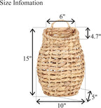 YRMT Water Hyacinth Woven Hanging Basket Wall Hanging Basket Decorative Front Door Basket Decor for Flower Plants Boho 15" x 10"