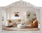 32x42 Inch Ornate Arched Wooden Wall Mirror, Rustic Farmhouse Decorative Mirror for Fireplace, Living Room, Bedroom, Entryway, Bathroom Over Sink