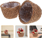 BESPORTBLE Seagrass Planter Basket Indoor, 2 Pcs Small Hand Woven Plant Basket Storage Containers with Plastic Liners for Indoor Planters Flower Pots Decoration, 5.07 * 3.5inch