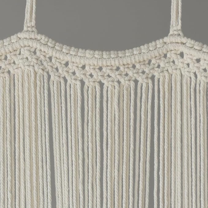 IOWER Macrame Curtain Handmade Ivory 35" W x 74" L, Boho Curtains for Bedroom, Living Room, Doorway, Wedding Backdrop, Macrame Wall Hanging, Apartment, Closet, Arch