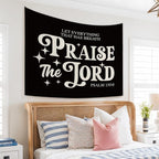 STHTTSW Vintage Christian Bible Wall Tapestry,“Let everything that has breath praise the Lord, Christian Gift for Women, Inspirational Wall Decor Tapestry for Bedroom, Living Room Dining Room Office