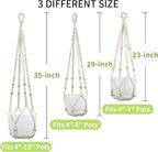 Macrame Plant Hanger - Fits 4 to 13 inches Pots for Indoor Outdoor, 35"/29"/23" Different Sizes Set, Ivory (POTS NOT Included)