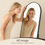 Antok 56" x15” Arched Full Length Floor Mirror, Black Aluminum Frame, Free Standing/Wall Mount/Leaning for Bedroom, Living Room, Dressing Room