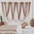 IOWER Macrame Wall Hanging Pink Dip-Dyed Large Macrame Wall Decor For Living Room Boho Fiber Art 57" W x 41" L