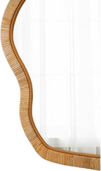 Asymmetrical Mirror 22 X 30 Inch, Hanging Boho Wavy Rattan Mirrors for Wall, Handmade Wicker Irregular Decorative Mirrors for Living Room Hallway Entryway Bedroom Bathroom