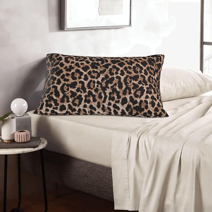 Brown Leopard Pillow Covers 12x20 Set of 2 Cheetah Throw Pillows Skin Animal Print Pillow Cases Modern Outdoor Decorative Pillows Farmhouse Soft Cotton Lumbar Cushion Case for Couch Home Bed