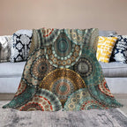 Bohemian Throw Blanket Colorful Vintage Floral Mandala Flower Aztec Boho Blanket for Sofa Bed Couch Chair Or Dorm 70"x80"
