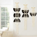 Flber Macrame Wall Hanging Combination 3 Pcs Beige and Black Handmade Woven Boho Home Chic Wall Decor Geometric Art Decor Bedroom Nursery Apartment Dorm Decoration Minimalistic Neutral Wall Decor