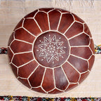 ARTOUARZAZATE Premium Moroccan Leather Ottoman Pouf Cover, Ottoman Footstool Hassock 100% Real Natural Leather pouffe, Home Gifts, Wedding Gifts, Foot Stool (Dark Brown)