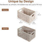 StorageWorks Pantry Baskets, Wicker Storage Baskets for Organizing, Pantry Organizers and Storage, Water Hyacinth, Natural