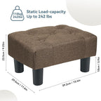 Poofzy Small Foot Stool Ottoman, Linen Ottoman Foot Rest with Legs, Rectangle Foot Rest for Couch, Footstools and Ottomans Small for Living Room and Entryway (Brown)