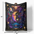 Black Purple Moon Star Throw Blanket Celestial Chair Recliner Cover Bed Spread, Double Sided Sofa Couch Furniture Aesthetic Throw for Room Decor Gifts 40"x50"