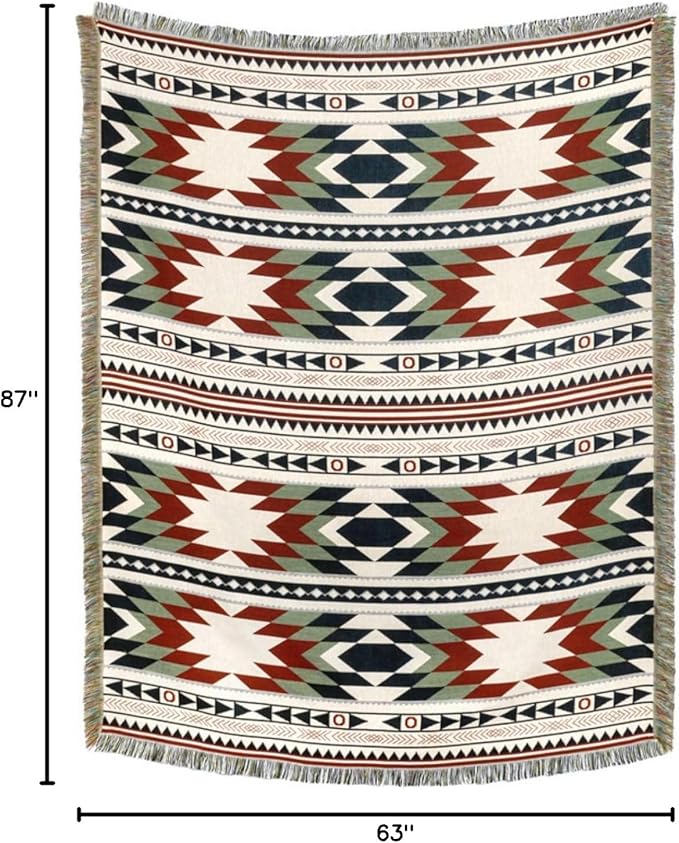 Lqprom Southwest Throw Blankets Aztec Southwestern Throws Cover Boho Native American Blankets for Gift Sofa Table Bed Living Room Decor Outdoor Camping Picnic Tent Beach Car Traveling 63"x87"