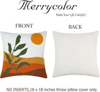 Merrycolor Boho Decorative Throw Pillow Covers Abstract Tufted Mid Century Modern Throw Pillows Green Leaf Sun Aesthetic Textured Pillow Cover Decorative Throw Pillows for Bed Couch Sofa,18x18
