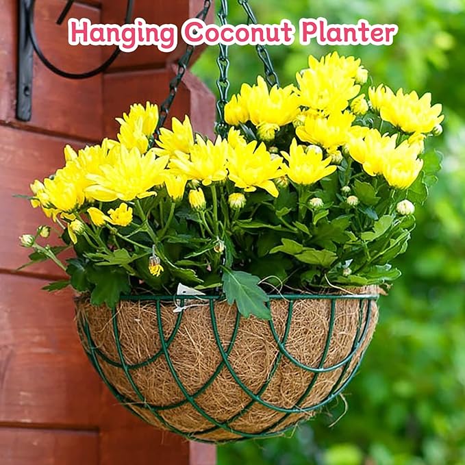 Riare 4 Pack 20 Inch Round Coco Liners Replacement, 100% Natural Coconut Coir Liners for Hanging Baskets, Garden Flower Vegetables Planter Pot, Window Box, Fence, Decks