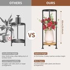 LASZOLA 2 Tier Black Plant Stand Indoor for Large Tall Heavy Duty Flower Planter, Metal Vertical Multi Level Rack for Narrow Floor Corner, Sturdy Round Holder Organizer, Modern, Mid Century, Farmhouse