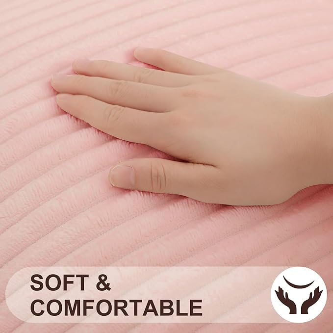 Simmore Decorative Spring Valentine’s Day Throw Pillow Covers 18x18 Set of 2, Soft Plush Flannel Double-Sided Fluffy Couch Pillow Covers for Sofa Living Room, Pink