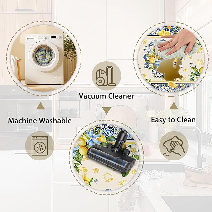 Rugs for Kitchen Floor, Lemon Anti Fatigue Mats for Kitchen Floor Non Slip, 2PCS Wipeable Rubber Kitchen Mat, Washable Cushioned Lemons Runner Carpet Rug for Sink Laundry 15.7"×27.5" +15.7"×47"