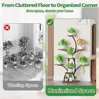 CODACE Plant Stand Indoor with Grow Lights, 6 Tiered Plant Shelf Indoor, 50" Corner Plant Stands for Indoor Plants, Lighted Tree-Shaped Plant Holder, Tall Flower Display Rack for Living Room