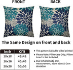Navy Blue Teal Pillow Covers 20X20 Inch Set of 2, Summer Modern Geometry Dahlia Floral Print Decorative Throw Pillow Covers Outdoor Farmhouse Cushion Case for Couch Sofa Bed Decor