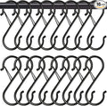 16 Pack S Hooks for Hanging, 3.5 inch Heavy Duty Metal S Hooks with Safety Buckle S Shaped Hooks Pot Rack Closet Hooks for Hanging Plants, Clothes, Kitchen Utensil, Pots, Pans, Bags (Black)