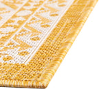 Rugs.com Outdoor Aztec Collection Rug – 3' x 5' Yellow Flatweave Rug Perfect for Living Rooms, Large Dining Rooms, Open Floorplans