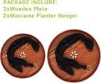E-Know Macrame Plant Hanger - 2 Set Indoor Hanging Planter Shelf - Hanging Planter Rack Decorative Flower Pot Holder - Handmade Cotton Plant Hangers with Wood Tray
