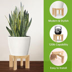 2 Pack Wood Plant Stand Indoor Holders for Plants, Sturdy Flower Pot Stands Plants Shelf, Wooden Stool for Patio Plant Stand, Fit 5-18 Inch Variety Flower Pots, Easily Assemble (2 Pack-White)