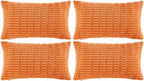 Fancy Homi 4 Packs Orange Fall Decorative Throw Pillow Covers 16x24 Inch for Couch Bed Sofa, Halloween Pumpkin Autumn Home Decor, Soft Cute Plush Corduroy Striped Cushion Case 40x60 CM