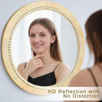 ULIKE Rattan Wicker Mirror for Bathroom, 24 Inch Boho Woven Decorative for Wall, Rustic Farmhouse Vanity Mirror, Round Rattan Mirrors for Living Room Entryway Bathroom Bedroom