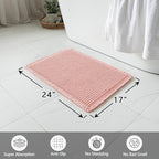 MIULEE Set of 2 Waffle Bathroom Rugs, Boho Bath Rugs Non Slip Washable, Super Absorbent Bath Mats, Ultra Soft Rubber Backed Shower Mats for Bathroom Floor, Tub and Shower, Pink, 17x24 Inch