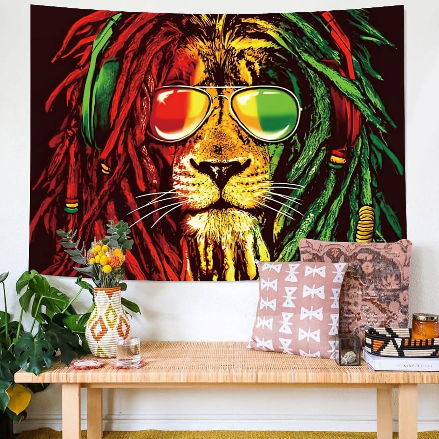 Colorful Lion Head Tapestry Wall Hanging for Bedroom Living Room Bohemian Decor - color: Fierce Beasts, size: 78.7"L x 59.1"W