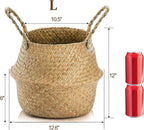 Yesland 2 Pack Woven Seagrass Plant Basket with Handles, Ideal Wicker Baskets Storage Plant Pot Baskets for Laundry, Picnic, Plant Pot Cover, Beach Bag and Grocery Basket (L)