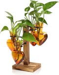Plant Terrarium Propagation Stations with Wooden Stand, Glass Vase for Indoor Hydroponics Home Garden Office Decoration Gift for Women - 4 Love Bulb Vase
