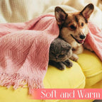 Buryeah 6 Pack Boho Knitted Throw Blankets with Tassels 50x60 Soft Warm Throws Bulk for Wedding Guests Housewarming Employee Teacher Appreciation Gifts Cozy Farmhouse Home Decor (Pink)