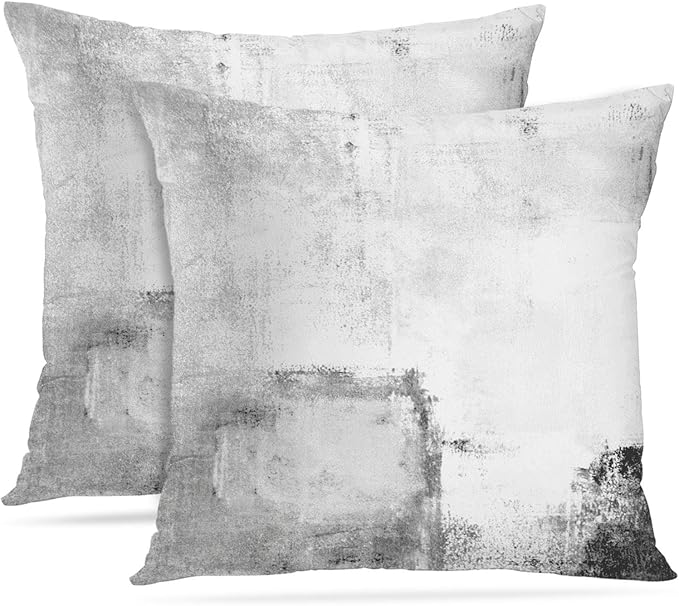 Britimes Throw Pillow Covers Modern Home Art Decor, 20 x 20 Inches Set of 2 Pillow Cases Decorative, Abstract Oil Painting Pillowcases for Bedroom, Living Room, Cushion Couch Sofa, Black White