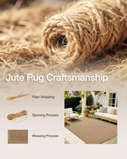 LUMI 4x6 Jute Area Rug for Living Room, Natural Handwoven Rugs Non Slip, Farmhouse Braided Carpets No Shedding for High Traffic, Dining Room, Indoor, Outdoor, Patio