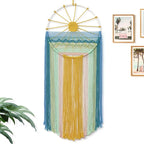 MEIVINES Macrame Wall Hanging,11.8x27.6 Inches Boho Sun Wall Art Decor,Woven Hanging Tapestry Tassels Handmade Colorful Tapestry for Bedroom Living Room Nursery Apartment