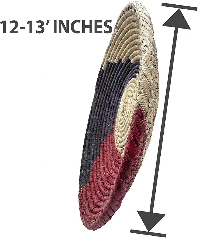 Grain Wares Boho 12 in Handwoven Date Palm Leaf Wall Basket Decor, The Swirl Pattern, Adhesive Strips Included, 1 Basket